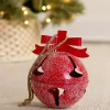 Red Glitter Metal Bell Ornament, 12 in.