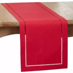 Red Hemstitch Border Table Runner