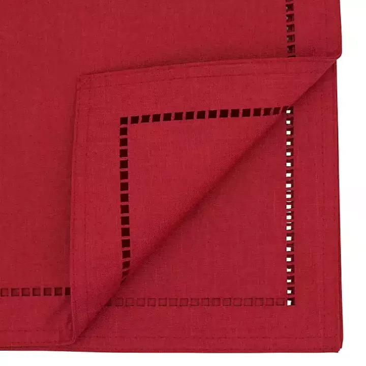 Red Hemstitch Border Table Runner