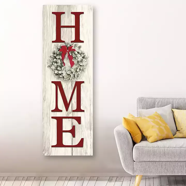 Red Home with Wreath Canvas Art Print