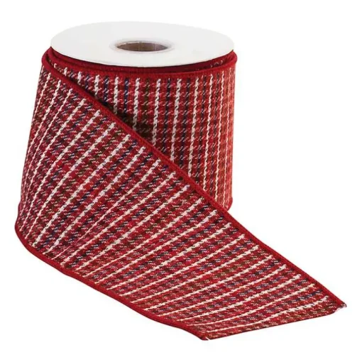 Red Houndstooth 10 yard Christmas Ribbon