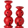 Red Jingle Bells Candle Holders, Set of 2