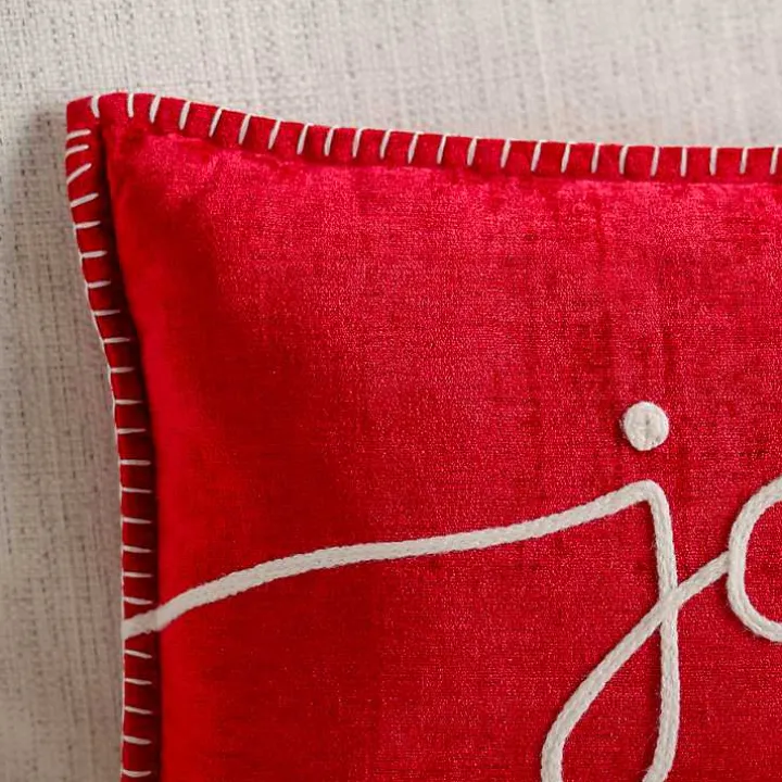 Red Joy Embroidered Lumbar Pillow