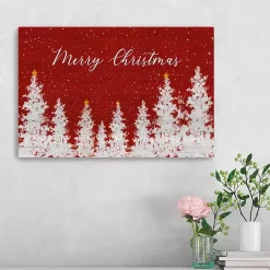 Red Merry Christmas Forest Canvas Art Print, 16x24