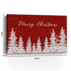 Red Merry Christmas Forest Canvas Art Print, 16x24