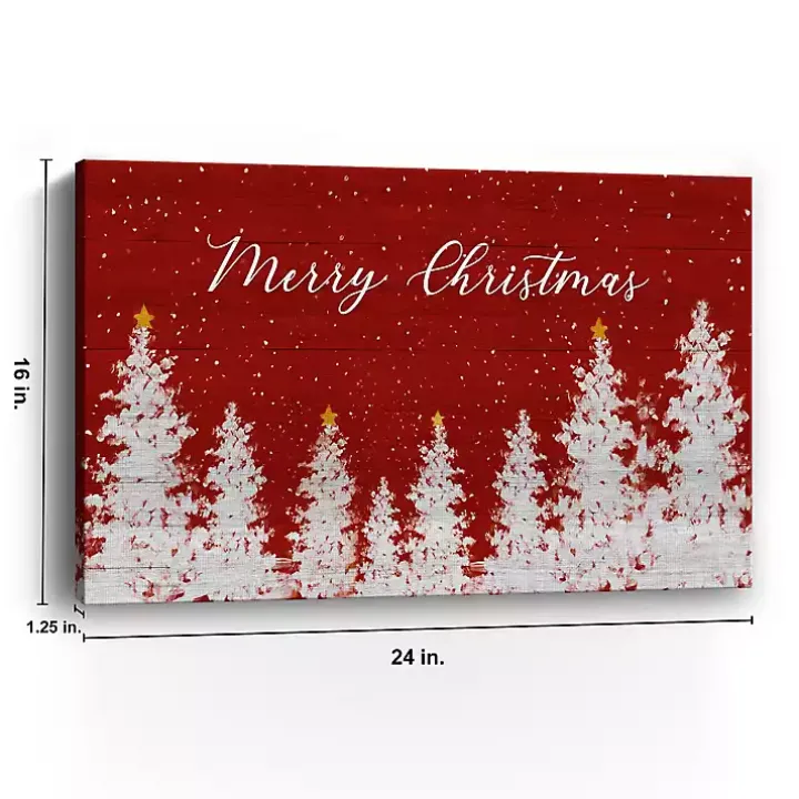 Red Merry Christmas Forest Canvas Art Print, 16x24