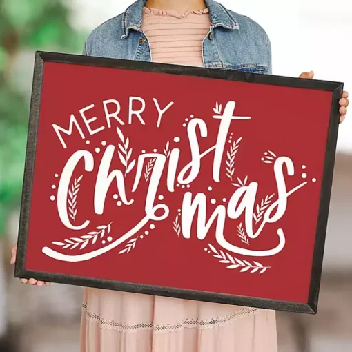 Red Merry Christmas Framed Wall Plaque