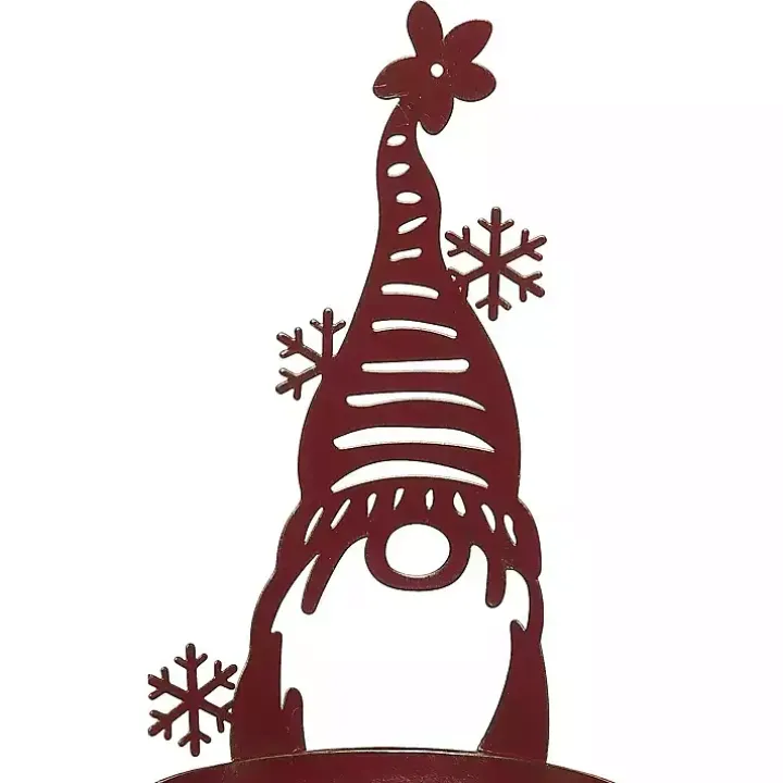 Red Metal Christmas Gnome Bowl, 15 in.