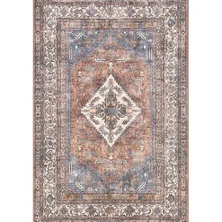 Red Persian Medallion Washable Area Rug, 3x5