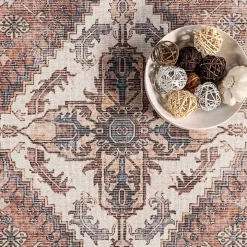 Red Persian Medallion Washable Area Rug, 3x5