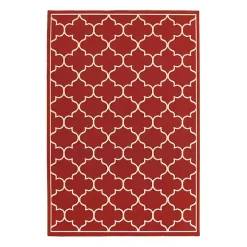Red Quatrefoil Jenn Outdoor Rug, 5x7