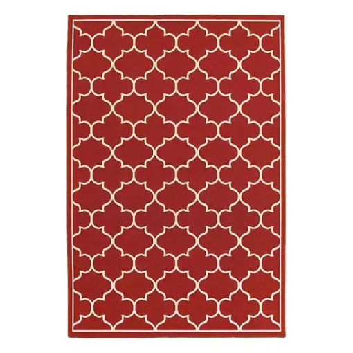 Red Quatrefoil Jenn Outdoor Rug, 5x7