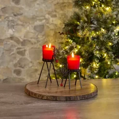 Red Rudolph Reindeer Candle Holders, Set of 2