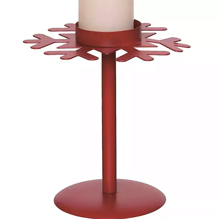 Red Snowflake Christmas Candle Holders, Set of 2
