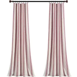 Red Stripe Farmhouse Curtain Panel Set, 95 in.