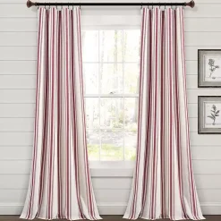 Red Stripe Farmhouse Curtain Panel Set, 95 in.