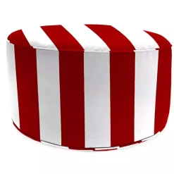 Red Striped Cabana Outdoor Pouf