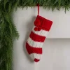 Red Striped Knit Christmas Stocking