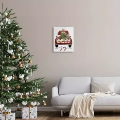 Red Truck Christmas Joy Canvas Art Print