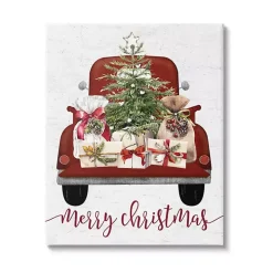 Red Truck Merry Christmas Canvas Art Print