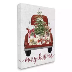 Red Truck Merry Christmas Canvas Art Print