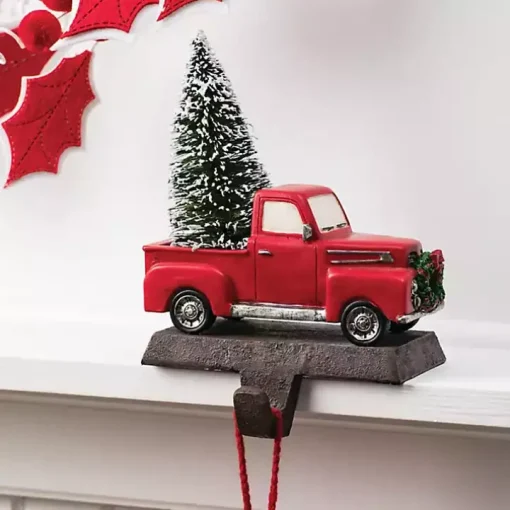 Red Truck with Tree Stocking Holder