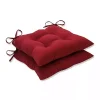 Red Tufted Square Outdoor Seat Cushions, Set of 2