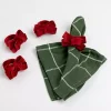 Red Velvet Bow Napkin Rings, Set of 4