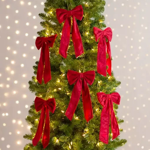 Red Velvet Bow 6-pc. Ornament Set, 12 in.