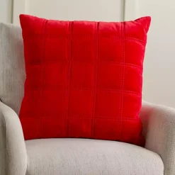Red Velvet Quilted Pillow, 22 in.