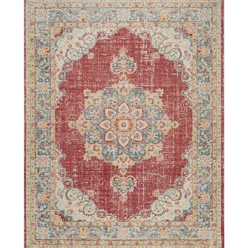 Red Vintage Medallion Area Rug, 2x3
