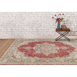 Red Vintage Medallion Area Rug, 2x3
