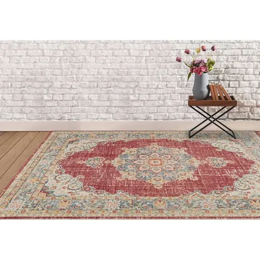 Red Vintage Medallion Area Rug, 2x3