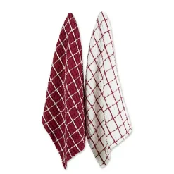 Red Windowpane Oversized Dish Towels, Set of 2