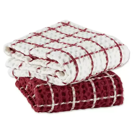Red Windowpane Oversized Dish Towels, Set of 2