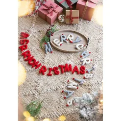 Red Wool Merry Christmas Banner
