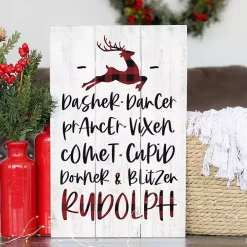 Reindeer List Wood Wall Plaque