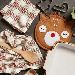 Reindeer Plaid 3-pc. Dishtowel & Potholder Set