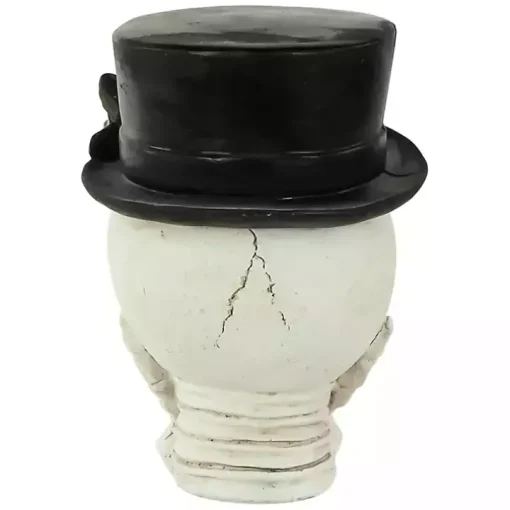 Resting Skull in a Top Hat Halloween Decoration