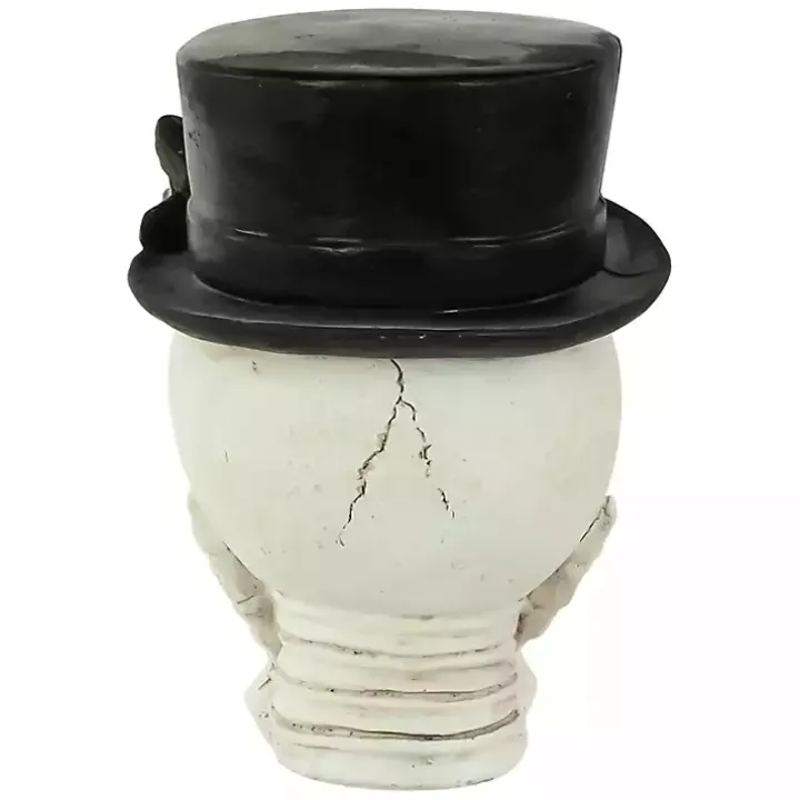 Resting Skull in a Top Hat Halloween Decoration