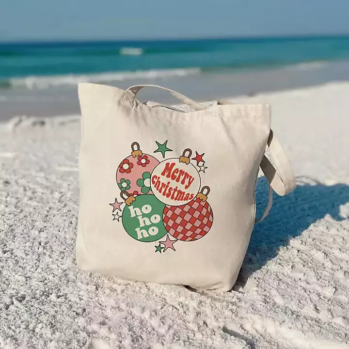 Retro Christmas Ornaments Canvas Tote Bag