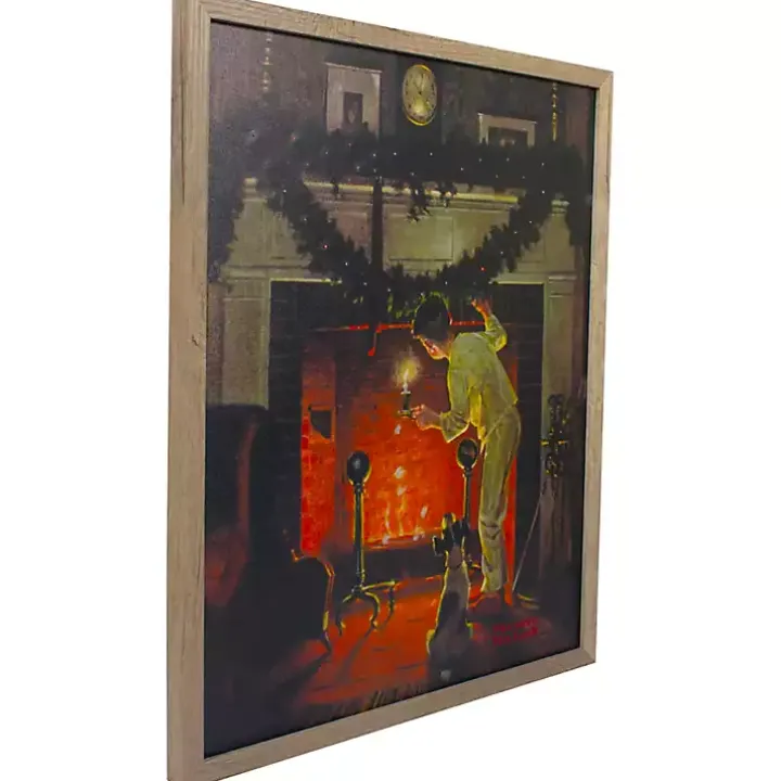 Rockwell Boy Waiting by Fireplace LED Canvas Print