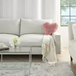 Rose Shaggy Heart Shaped Pillow