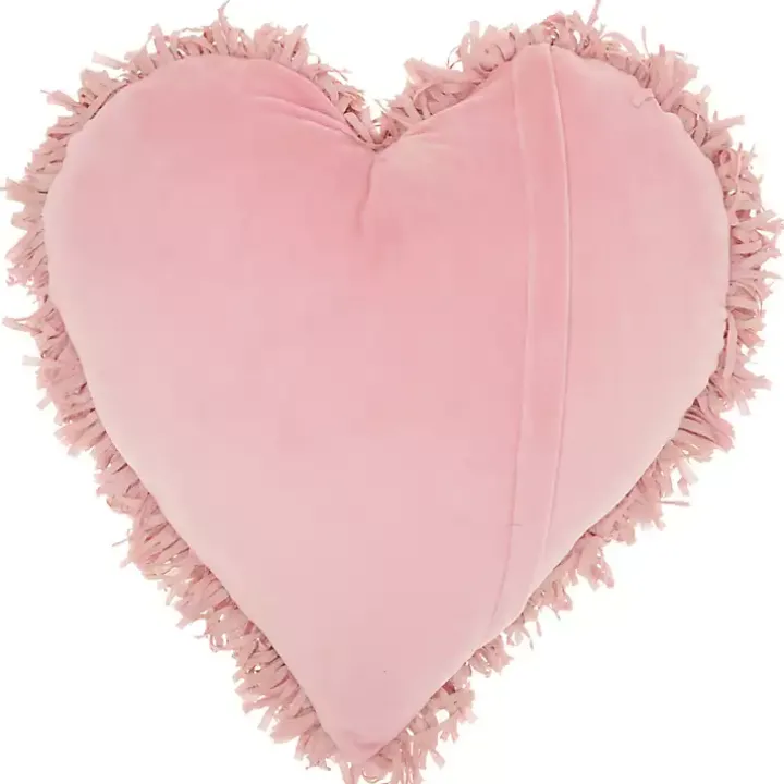 Rose Shaggy Heart Shaped Pillow