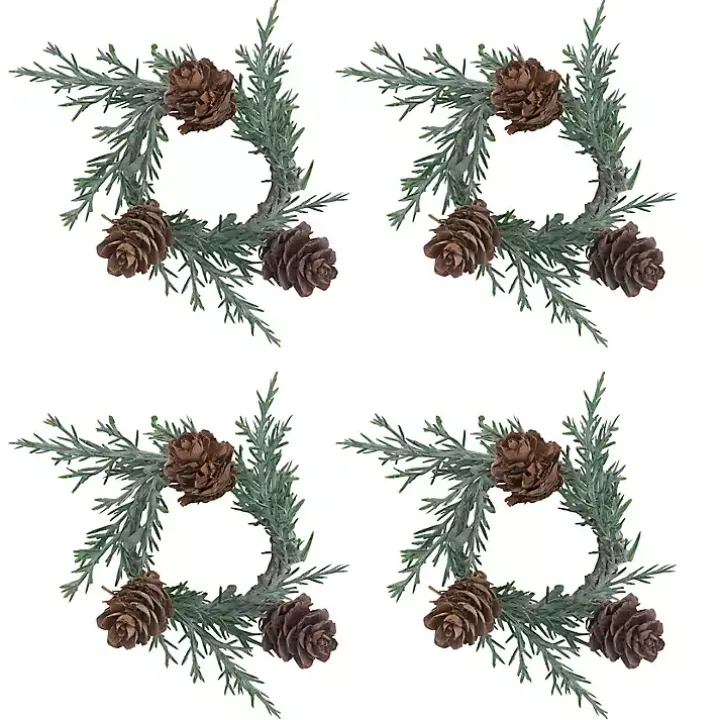 Rosemary Pinecone Wreath Napkin Rings, Set of 4