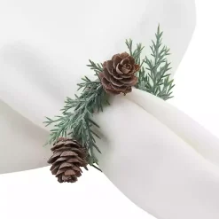 Rosemary Pinecone Wreath Napkin Rings, Set of 4
