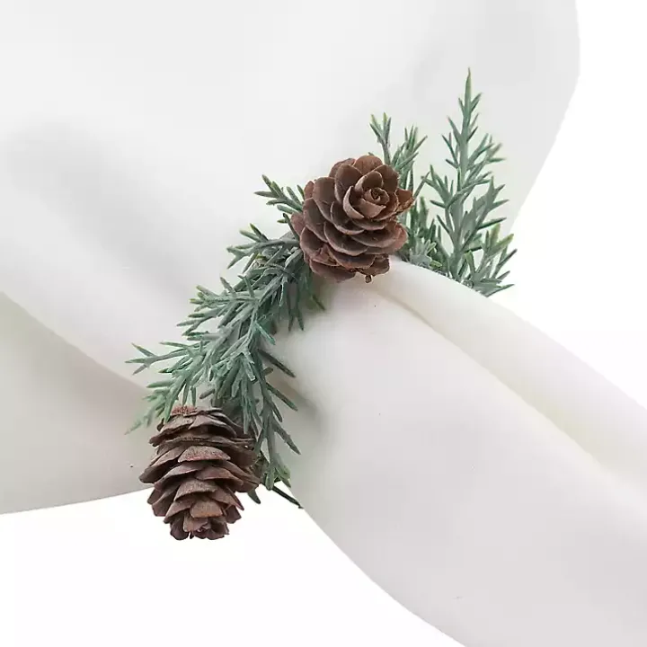 Rosemary Pinecone Wreath Napkin Rings, Set of 4