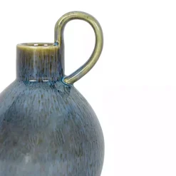 Round Blue Oversized Handle Jug Vase