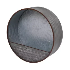 Round Galvanized Metal Hanging Planter