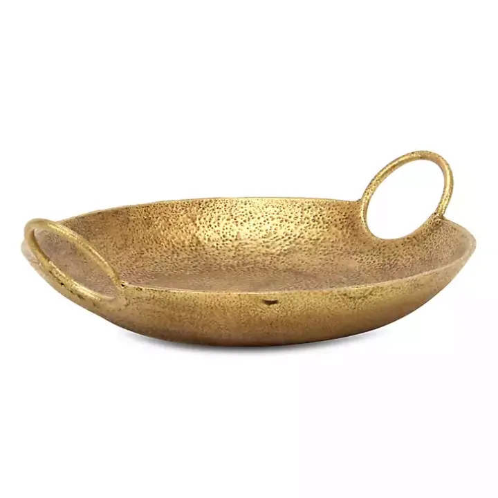 Round Gold Cast Iron Dish with Handles